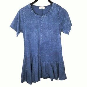 Altar'd State Denim Wash Babydoll Peplum Top